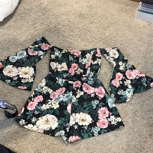 Blue Blush Floral Romper